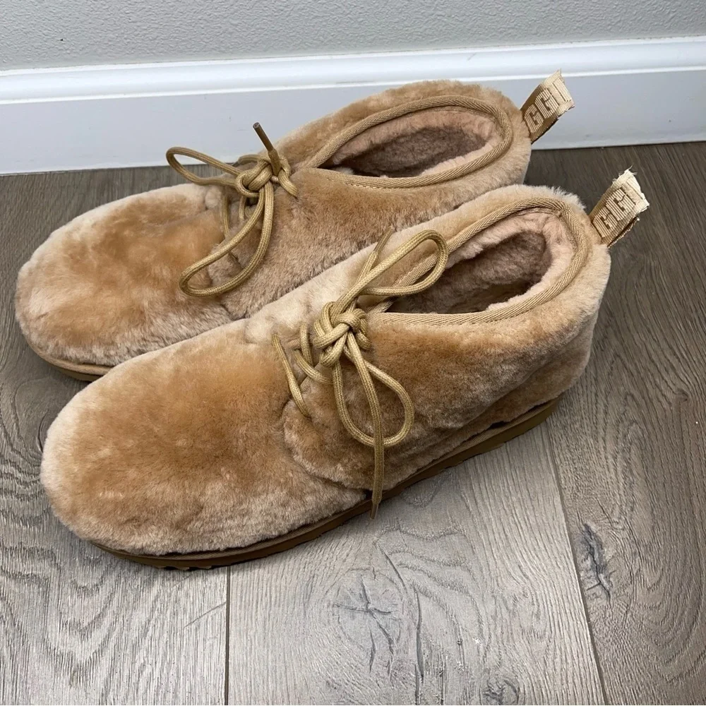 UGG Neumel Cozy Shearling Sheepskin Upper Boots Lace Up Camel Tan Size 11 Men’s